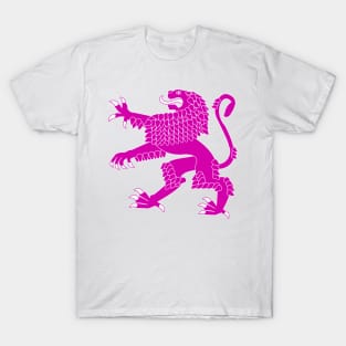 Heraldic Rampant Lion (Pink) T-Shirt